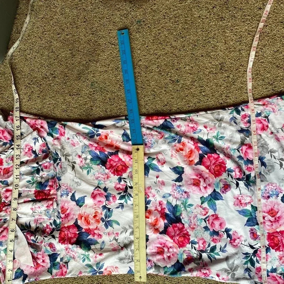 Boho Floral Print Hi low Adjustable Strap Fit and Flared Maxi Dress Women Sz MT - Picture 3 of 7